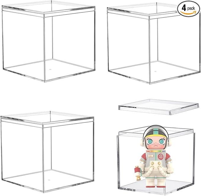 Acrylic Box Clear Boxes with Lid 4 Pieces Display Case Graduation Candy Box by LOVPLAY