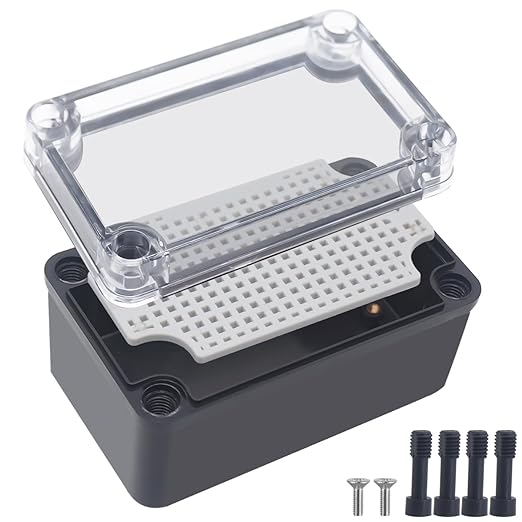 Junction Box, IP67 Waterproof ABS Black Project Box Clear Cover by Otdorpatio