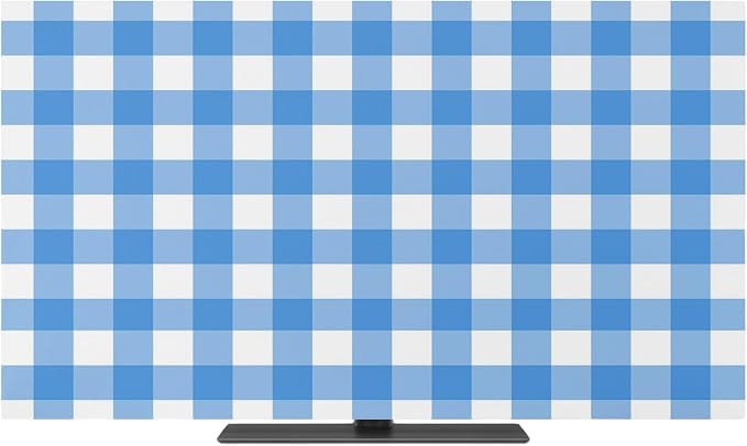 Minimalist Blue White Buffalo Plaid Indoor TV Cover, Elastic TV Screen by Unknown