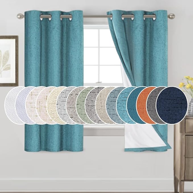 PrinceDeco 100% Blackout Curtains 64 inch Long 2 Panels Full Blackout Curtains by PrinceDeco
