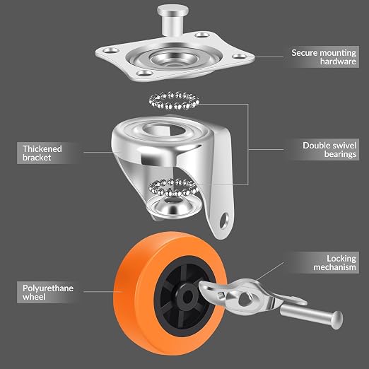 Caster Wheels, 1.5 Inch Casters Set of 16, Heavy Duty Caster - Image 7