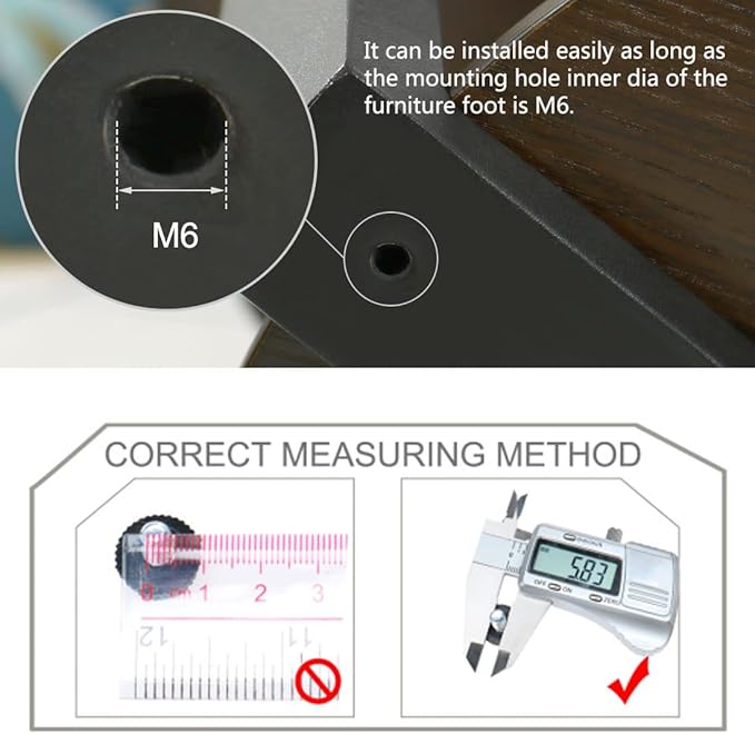 uxcell M6 x 10 x 20mm Furniture Glide Leveling Feet Adjustable Leveler Floor - Image 3