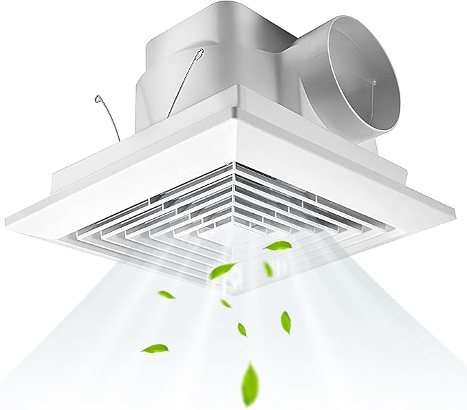FEITON 90 CFM Bathroom Fan Exhaust Fan Ceiling Mount, 0.95 Sones, Square Quiet by FEITON