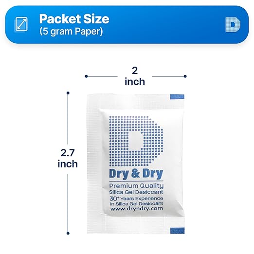 Dry & Dry 5 Gram Silica Gel Packets Silica Gel Desiccants, Silica Gel Packs - Image 6