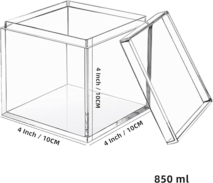 Acrylic Box with Lid 2 Pieces 4 * 4 * 4 Inch Clear Square Cube Plastic - Image 2