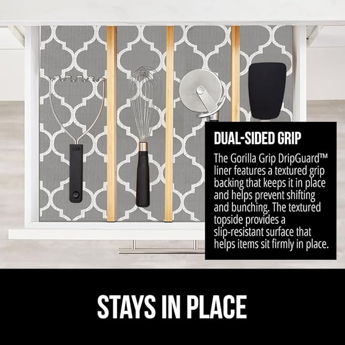 GORILLA GRIP DripGuard Shelf Liner, Non-Adhesive Drawer and Kitchen Cabinet - Image 4