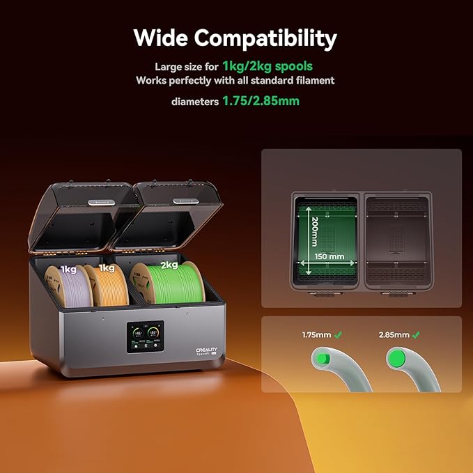 Creality Filament Dryer Box, Space PI X4 Dry Box 4 Spool, 200W PTC 3D Printer - Image 6