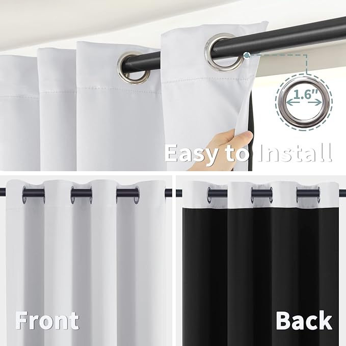 BGment Greyish White 100% Blackout Curtains 108 Inch Long 2 Panles Set - Image 6
