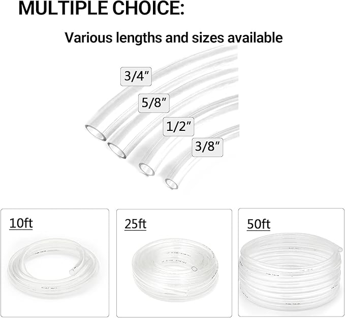 Clear Vinyl Tubing 5/8" ID × 13/16" OD -25 Ft 60PSI, Flexible Plastic Tube - Image 6