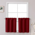 Chyhomenyc Short Red Curtains 24 Inch Length, Small Kitchen Curtain Rod Pocket by Chyhomenyc