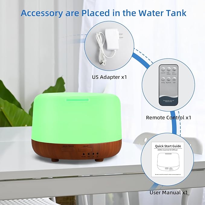 300ML Essential Oil Diffuser Aromatherapy Diffuser, Quiet 8 Hours Operation - Image 7