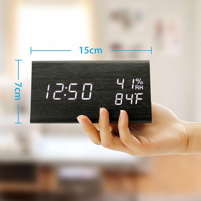 OCT17 Wooden Alarm Clock, Smart LED Digital Clock - Image 5