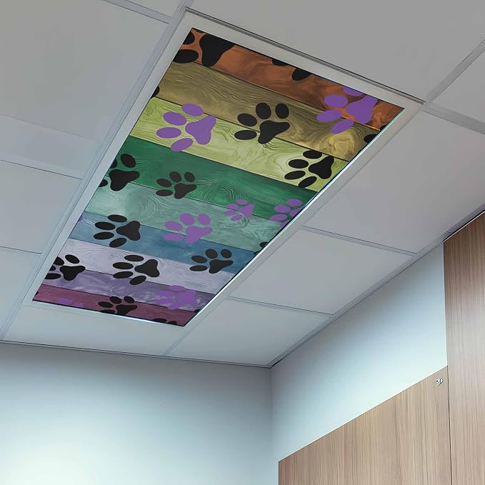 Yukro 1 Pack Fluorescent Light Covers Colorful Dog Paw Prints on The Board - Image 9