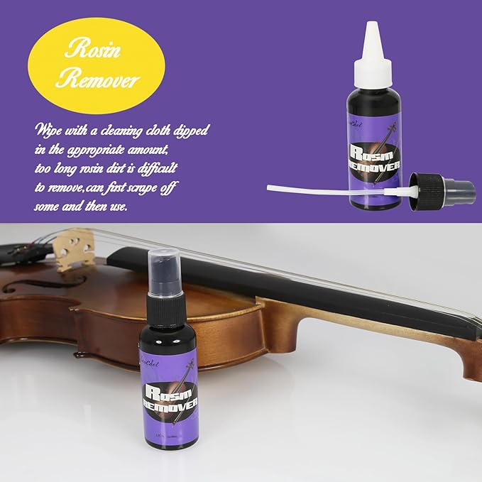 Violin Cleaner Care Cleaning Kit, Maintenance Kit, Liquid Rosin, Rosin Remover - Image 3