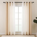 L.Z.E Beige and White Ombre Privacy Sheer Curtains 72 Inch Length 2 Panels Set by LZE
