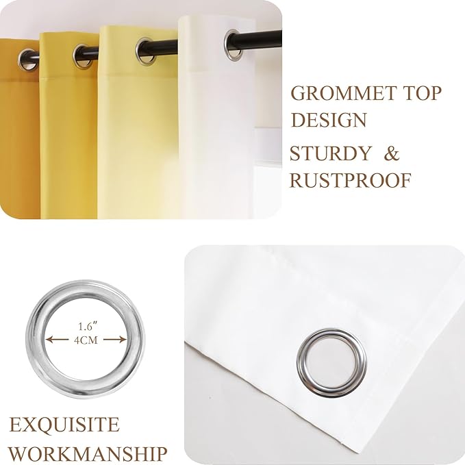 L.Z.E Gold and White Ombre Privacy Curtains 72 Inch Length 2 Panels Set Gold - Image 4
