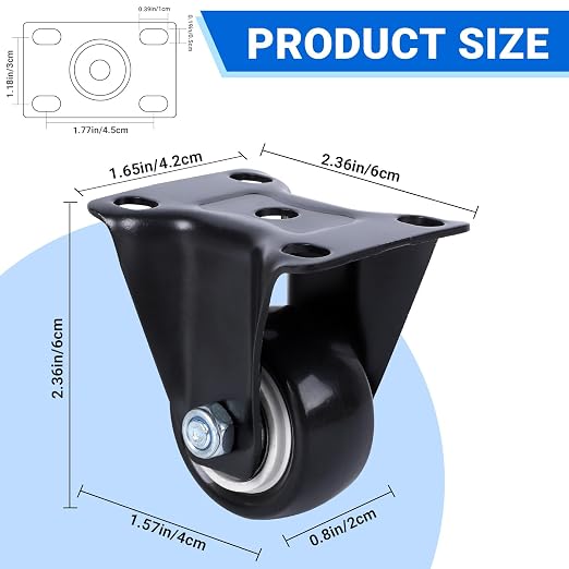 1.5 Inch Fixed and Swivel Casters Set of 4 - Image 2