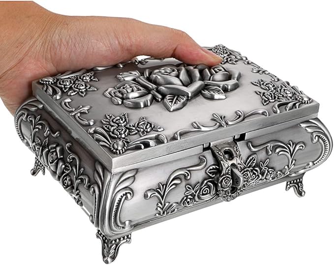 Hipiwe Vintage Metal Jewelry Box Small Trinket Jewelry Storage box - Image 5