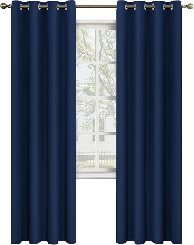 MYSKY HOME Navy Blue Curtains 84 Inches Long Blackout Curtains by MYSKYHOME