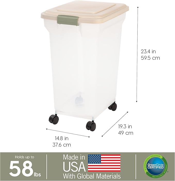 IRIS USA 58 Lbs / 67 Qt WeatherPro Airtight Pet Food Storage Container - Image 3