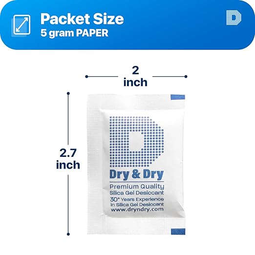 5 Gram "Dry & Dry" Premium Pure & Safe Silica Gel Packets Desiccant - Image 7