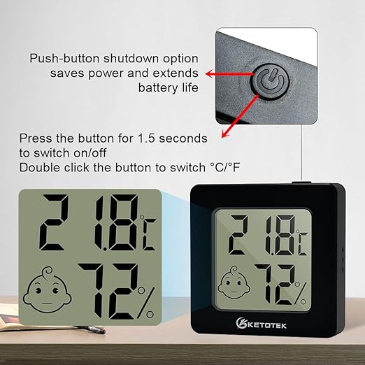 KETOTEK Mini Hygrometer Indoor Thermometers Humidity Meter 2 Pack Humidity - Image 2