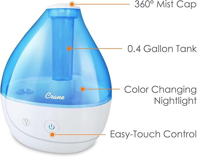 Crane Personal Ultrasonic Cool Mist Humidifier – 1.5 Liter, 8-Hour Run Time - Image 6