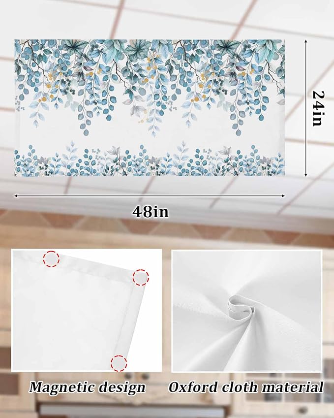 Fluorescent Light Covers for Ceiling Lights Teal Blue Eucalyptus Leaves - Image 7