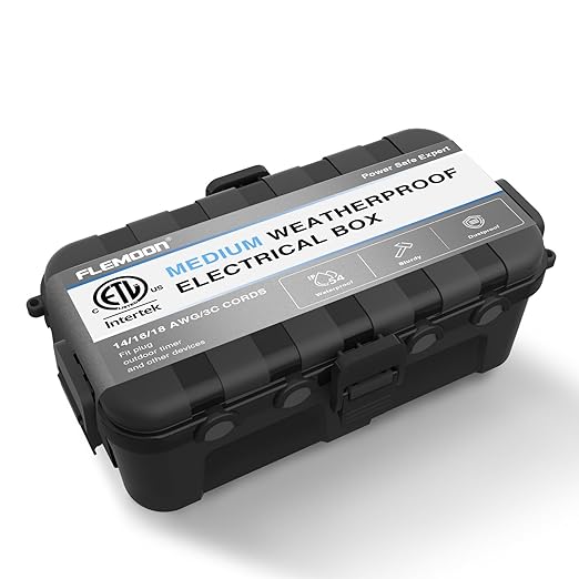 Flemoon Medium Outdoor Electrical Box, IP54 Waterproof Extension Cord Cover w/6 by FLEMOON