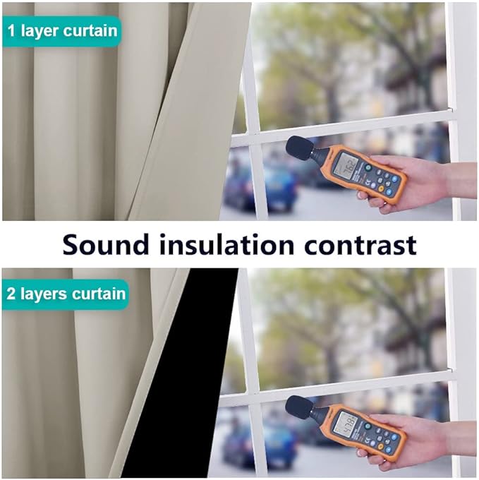 NICETOWN Natural 100% Blackout Lined Curtains, 2 Thick Layers Narrow Wide - Image 4