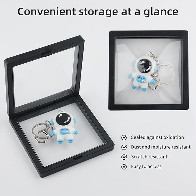 20 Pcs Black 3D Floating Display Case 3.5 x3.5X 0.8 inch, Challenge Coin Display - Image 5