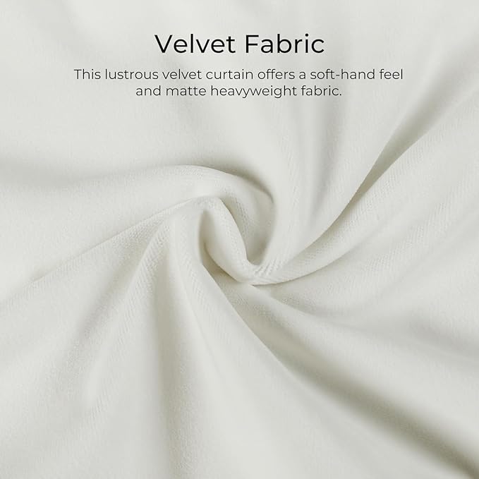 TWOPAGES Luxury Velvet Curtain Pinch Pleated Off White Curtain 102 inch Long - Image 3