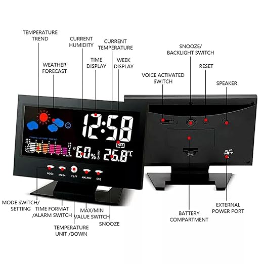 ikaufen Weather Station Wireless Indoor Thermometer Temperature Desk Digital - Image 3