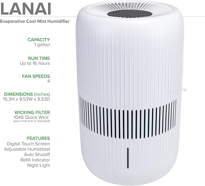 AIRCARE LANAI large room 1 gallon ultra quiet evaporative humidifier - Image 3