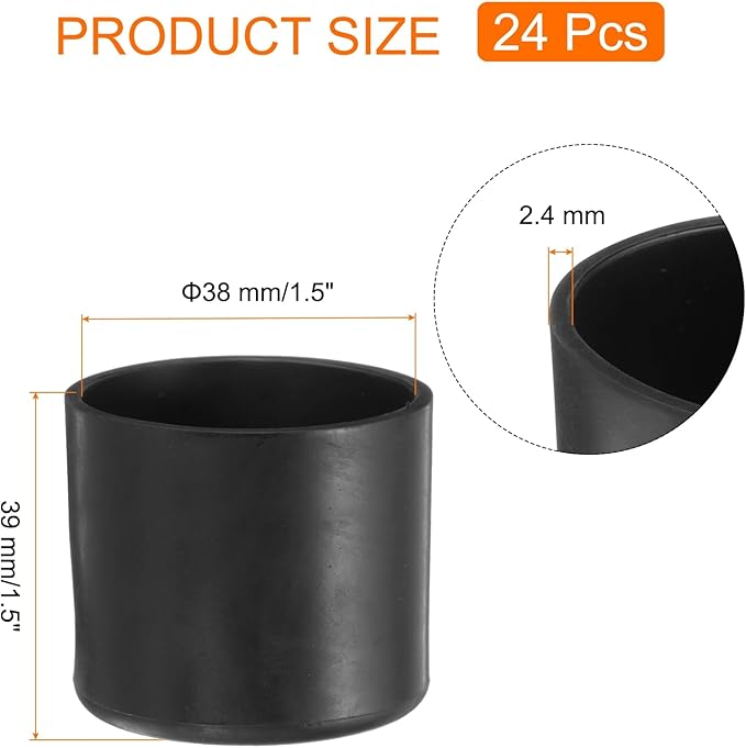 uxcell 24pcs Round Chair Leg Caps 38mm/1.5" PVC Chair Leg Floor Protectors - Image 2