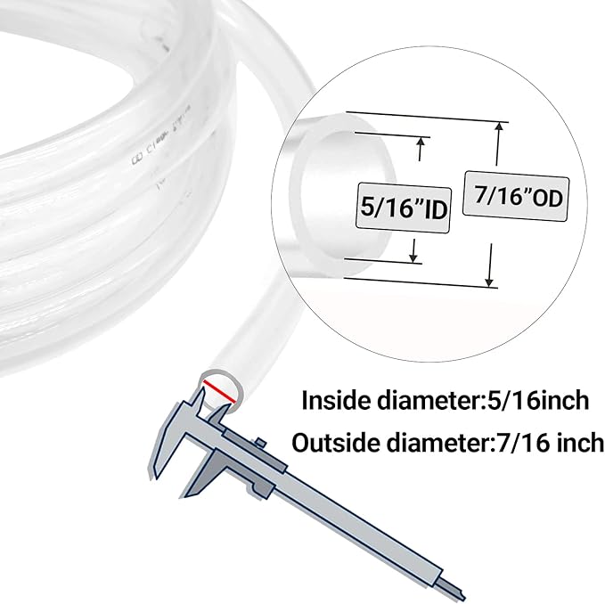 Clear Vinyl Tubing 5/16" ID × 7/16" OD -50 Ft 60PSI, Flexible Plastic Tubing - Image 2