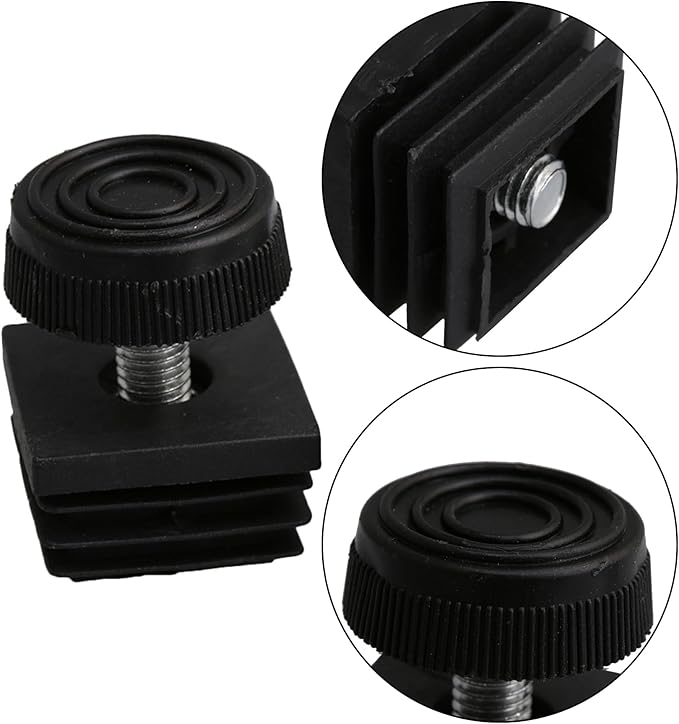 10pcs Adjustable Wheels Furniture Leg Thread Square Tube Insert End Cap Black - Image 5