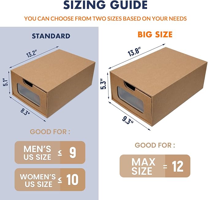 Shoe Box 12 Pack, 13.2 x 8.3 x 5.1in Waterproof Storage Boxes, Stationery - Image 2