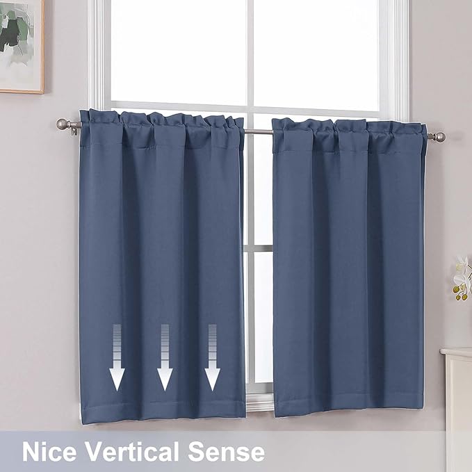 Chyhomenyc Denim Blue Short Blackout Curtains 36 Inch Length, Small Kitchen - Image 6