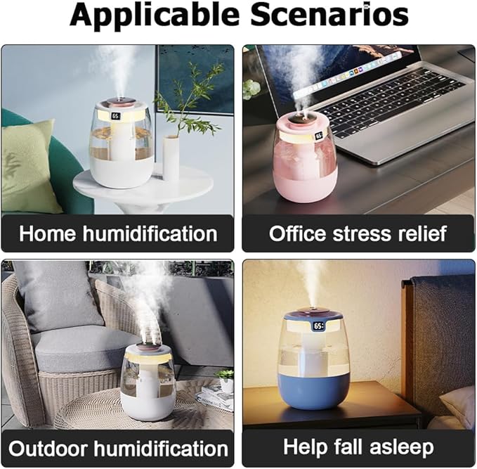 DONGKER Double Spray Humidifier, 1L Silent USB Digital Display Humidifier - Image 9