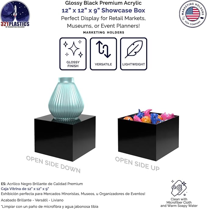 Marketing Holders 6 Pack Acrylic Display Riser Box Versatile 5 Sided Pedestal - Image 3