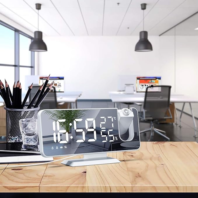 Projection Digital Alarm Clock for Bedrooms, Clock Radio on Ceiling, USB - Image 8