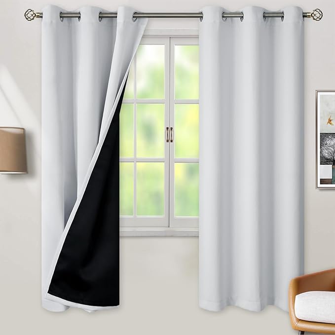 BGment Greyish White 100% Blackout Curtains by BGment