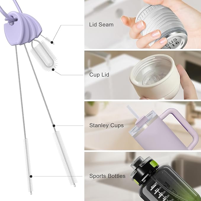 YOTIME Standing Straw Cleaner Brush Set, 4in1 Reusable Straw Brushes - Image 5
