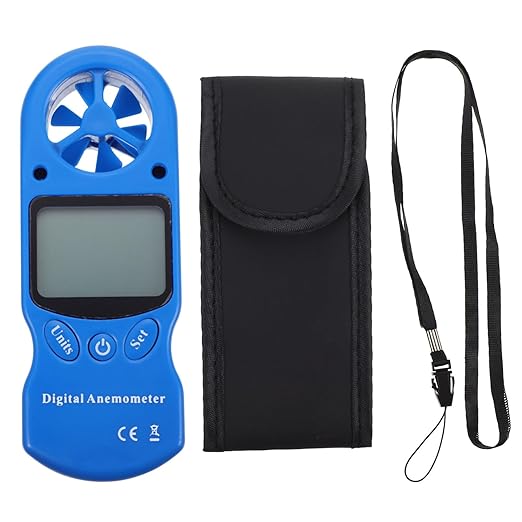 GLEAVI Handheld Thermometer Hygrometer Air Flow Velocity Wind Gauge LCD Display by GLEAVI