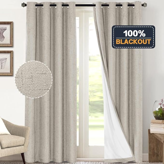 PrinceDeco Blackout Curtains 108 Inches Long 2 Panels Set - Image 2