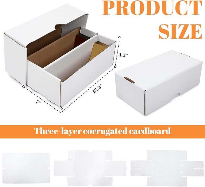 Yexiya 12 Pack 1600 Count Trading/Gaming Card Storage Box 2 Row Cardboard - Image 3
