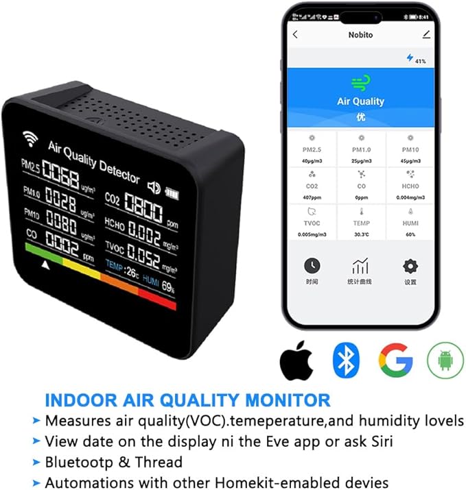 14-in-1 Air Quality Monitor, Indoor Temperature Sensors, Detect - Image 2
