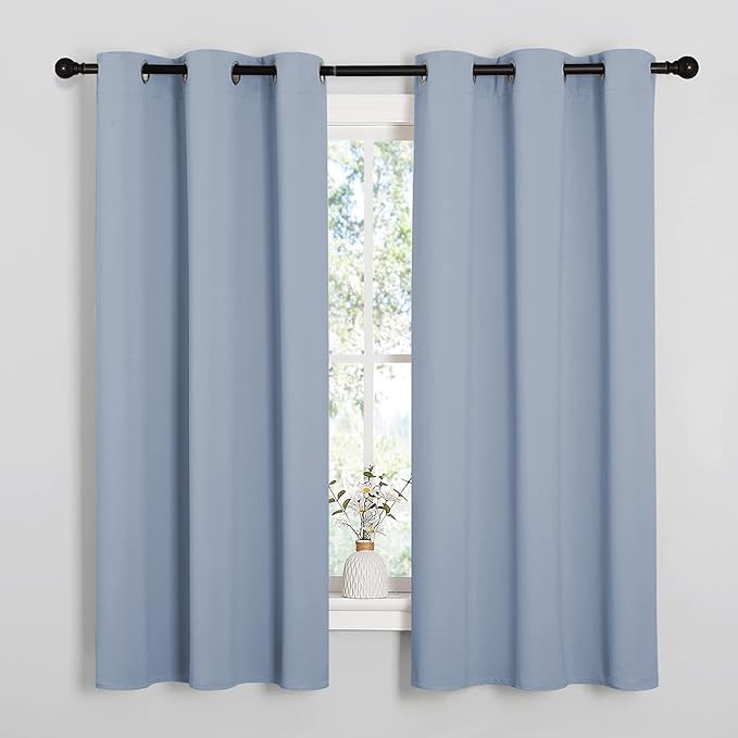 NICETOWN Vintage Blue Blackout Curtains 63 inches Length by NICETOWN