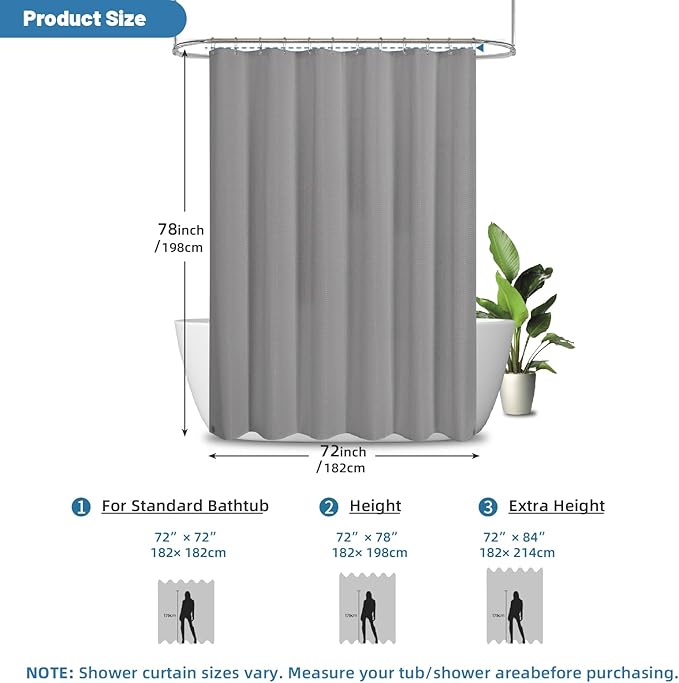 2-in-1 Waterproof Fabric Shower Curtain - Image 3